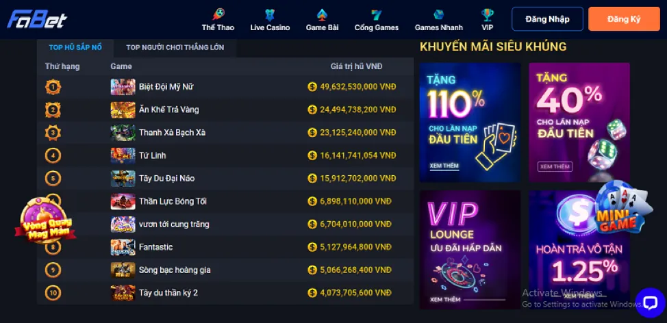 Giao diện ứng dụng cwin06 casino